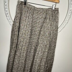 VTG Nordstrom Womens Tailored Skirt Multi Paisley 100% Silk Midi Knife Pleats 16